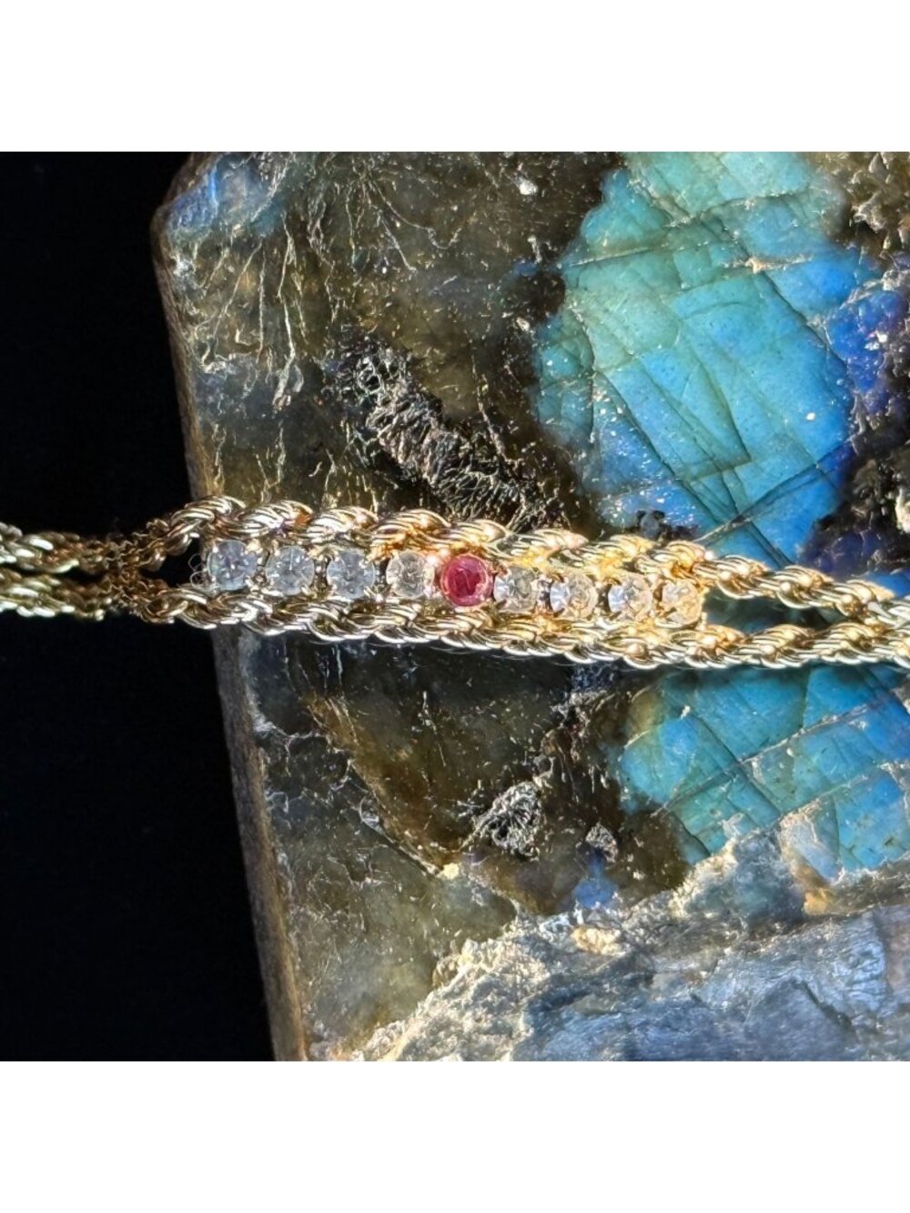 Vintage Lady Alexis Gold Plated Multi-Strand Rope Chain Tennis Bracelet - Genuin